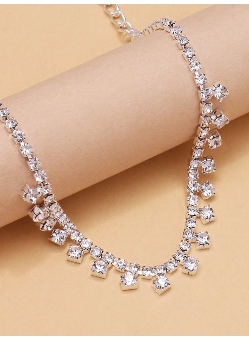 Women’s Silver Rhinestone Anklet – Elegant Shiny Ankle Bracelet for Daily Wear & Occasions - Image 3